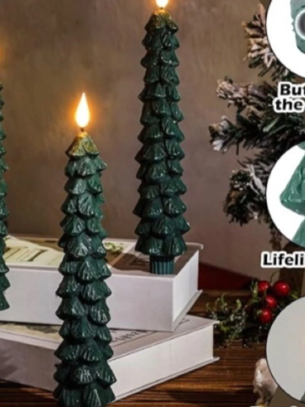 LED Christmas Tree Taper Candles with Remote Pack of 6